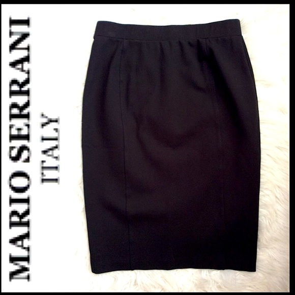 Mario Serrani Italy, Size Medium Classic Pull-on Black Pointe Pencil Skirt NWT - Picture 1 of 5